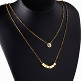 6 squares + round double chain with diamonds 45+35+5cm gold color