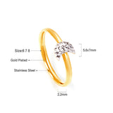 Factory wholesale love heart shaped small diamond ring plated with 18k gold fine ring