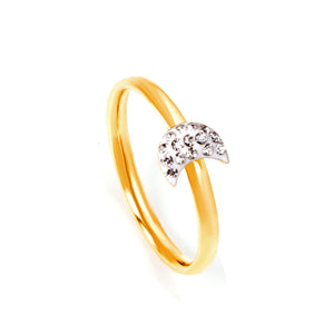 Factory wholesale love heart shaped small diamond ring plated with 18k gold fine ring