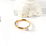 Factory wholesale love heart shaped small diamond ring plated with 18k gold fine ring