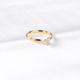 Factory wholesale love heart shaped small diamond ring plated with 18k gold fine ring