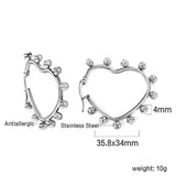 Heart shaped ear clips with steel ball 35.8*34mm