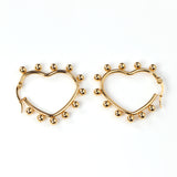 Heart shaped ear clips with steel ball 35.8*34mm