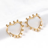 Heart shaped ear clips with steel ball 35.8*34mm