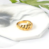 Popular jewelry French style 18k ring female hundred tide curved wide twist finger ring