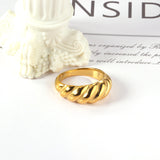 Popular jewelry French style 18k ring female hundred tide curved wide twist finger ring