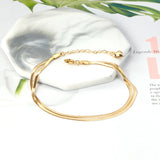 Flat snake double anklet 22+5cm gold color steel color