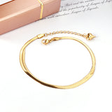 Flat snake double anklet 22+5cm gold color steel color