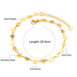 11 round + 10 hearts anklet 23+5cm gold