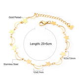 8 Moon + 8 Star Anklets 23+5cm Gold