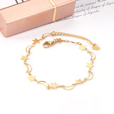 8 Moon + 8 Star Anklets 23+5cm Gold