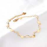 8 Moon + 8 Star Anklets 23+5cm Gold