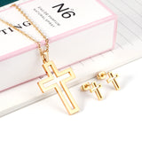 Steel/golden stranded cut crosses faceted set without diamonds