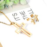 Steel/golden stranded cut crosses faceted set without diamonds