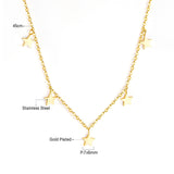 Steel & Gold Multi Irregular Star Pendant Necklace