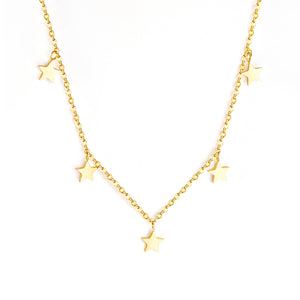 Steel & Gold Multi Irregular Star Pendant Necklace