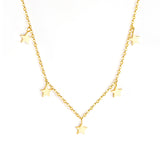 Steel & Gold Multi Irregular Star Pendant Necklace