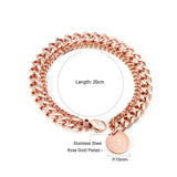 ASON Fashion 316L Stainless Steel Double Chain Bracelet with Coin Cuban Link Chain Bangles Unisex Wrist Jewelry