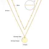 14K Gold & Rose Double Layer Cake Pendant Necklace 45+5cm