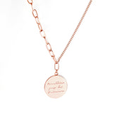 14K Rose Gold & Gold Color Round Medallion Engraved Letter Pendant Necklace 45+5cm