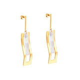 Gold with black - white shell cut earrings