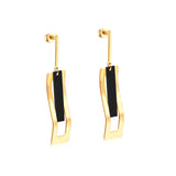 Gold with black - white shell cut earrings