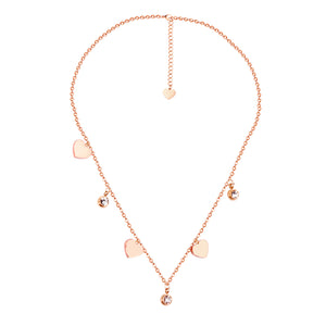 14K Rose Gold & Gold Multi Heart & Diamonds Pendant Necklace