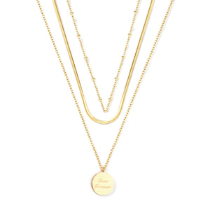 14K Gold & Rose Gold Triple Pendant Necklace 50+5cm