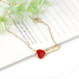 4K rose gold & gold color oil dripping red heart and key shape pendant necklace with diamonds