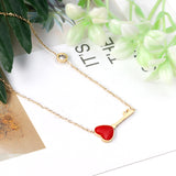 4K rose gold & gold color oil dripping red heart and key shape pendant necklace with diamonds