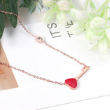 4K rose gold & gold color oil dripping red heart and key shape pendant necklace with diamonds