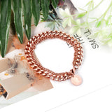 ASON Fashion – Bracelet à Double chaîne en acier inoxydable 316L, avec pièce de monnaie, à maillons cubains, bijoux de poignet unisexes 