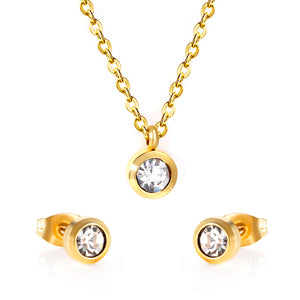 Round with white diamonds set 6mm steel color / gold color