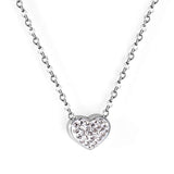 Heart pendant necklace with white diamonds 40+5cm steel color