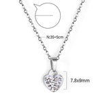 Heart pendant necklace with white diamonds 35+5cm steel color