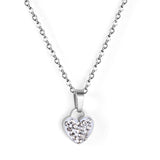 Heart pendant necklace with white diamonds 35+5cm steel color