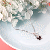 Double Butterfly Pendant Necklace with Black Oil Drops 40+5cm Steel Color