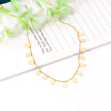 0.3 Side Chain 40+5cm Welded 14pcs 4*6 Rectangle Necklace Gold & Steel Color Glossy