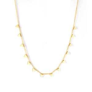 0.3 Side Chain 40+5cm Necklace with 14 Welded 4mm Triangles Gold & Steel Glossy