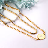 Round Pendant + Matching Chain 45+43+5cm Golden