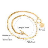 Rectangular + round accessories bracelet 35cm gold