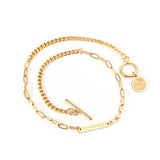 Rectangular + round accessories bracelet 35cm gold