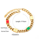 Rectangle Mixed Color Accessory Bracelet 17+5cm Golden