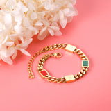 Rectangle Mixed Color Accessory Bracelet 17+5cm Golden