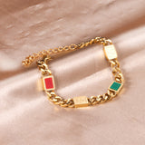 Rectangle Mixed Color Accessory Bracelet 17+5cm Golden