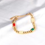 Rectangle Mixed Color Accessory Bracelet 17+5cm Golden