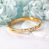 Angeb Gold Double Layer With Blue Hard Bracelet With Diamonds