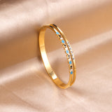 Angeb Gold Double Layer With Blue Hard Bracelet With Diamonds