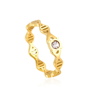 Stainless steel ring inlaid with CZ diamond personalized design sense ring