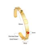 Gold hard bracelet with three different colors and diamonds